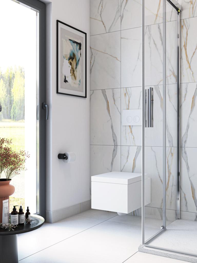 Zeitloses wcdesign mit Naturholz und neutralen Farben