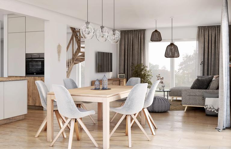 Sanfte Farbkombination aus Weiß, Grau und Braun