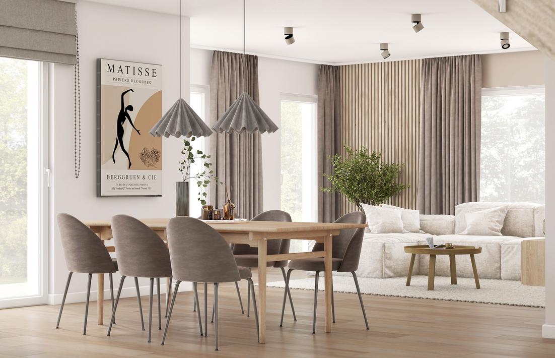 Helles Raumdesign mit warmen Naturtönen