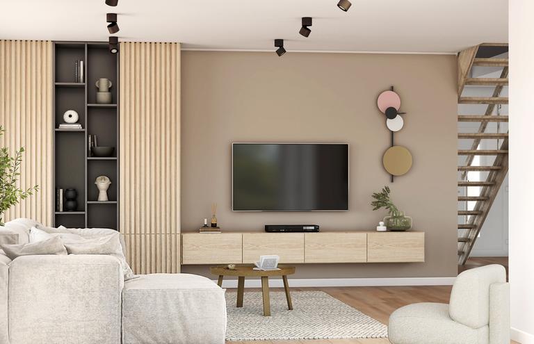 Helles Raumdesign mit warmen Naturtönen