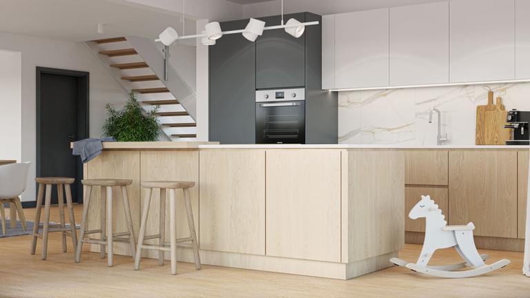 Sanfte Farbkombination aus Weiß, Grau und Braun