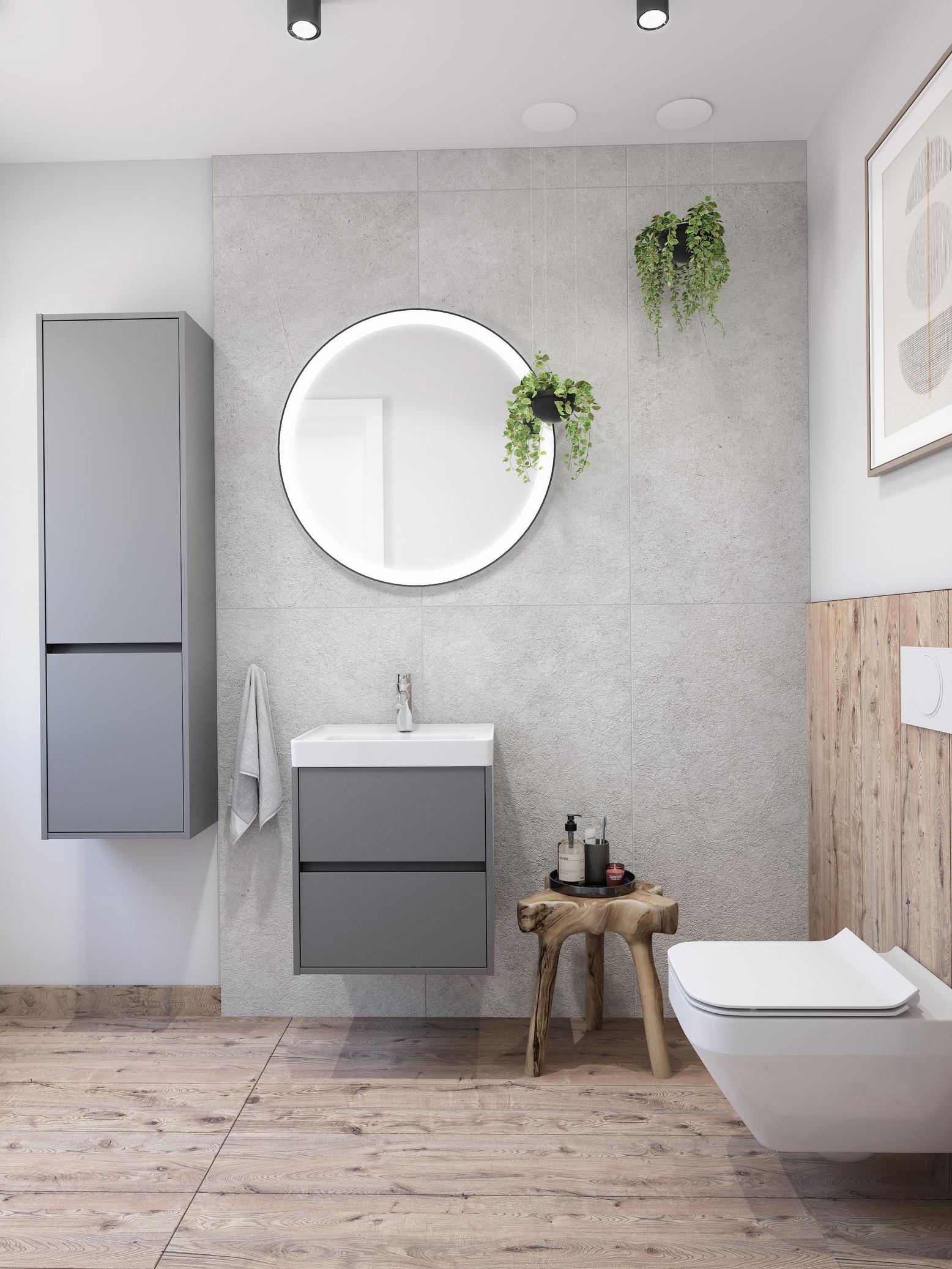 Badezimmer in Weiß & Grau