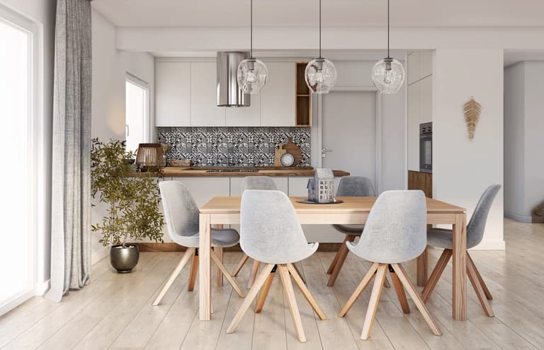 Sanfte Farbkombination aus Weiß, Grau und Braun