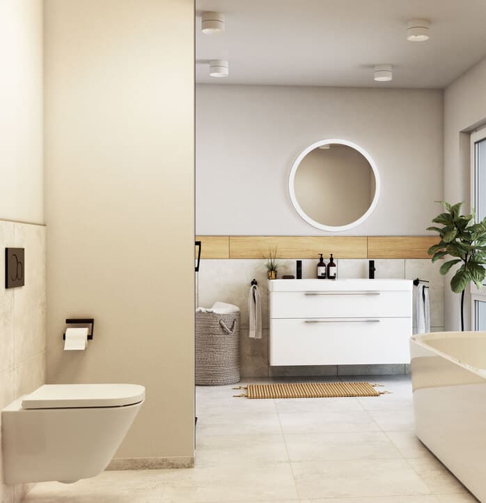 Badezimmer in Braun- und Beigetönen