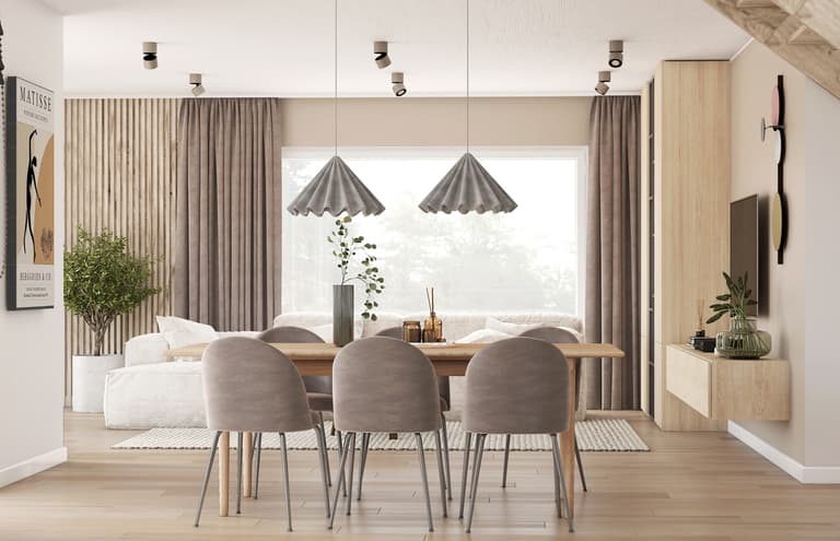 Helles Raumdesign mit warmen Naturtönen