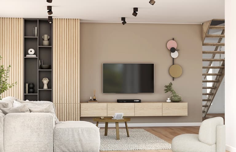 Helles Raumdesign mit warmen Naturtönen