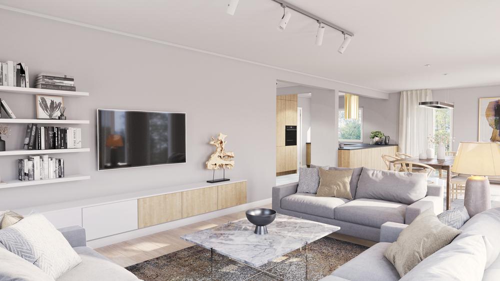 Helles Wohn- und Esszimmer