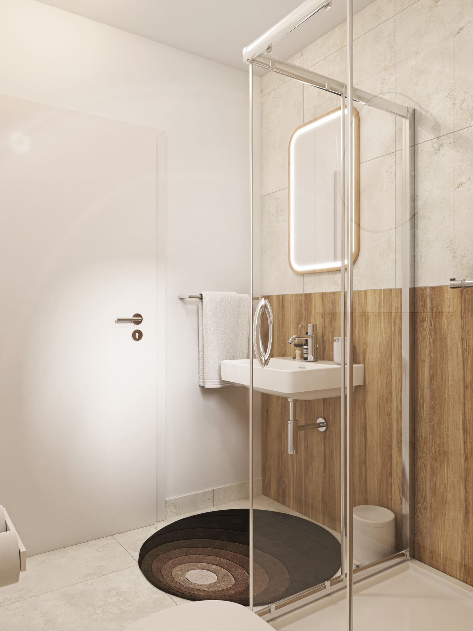 Gästebad in Beige und Braun