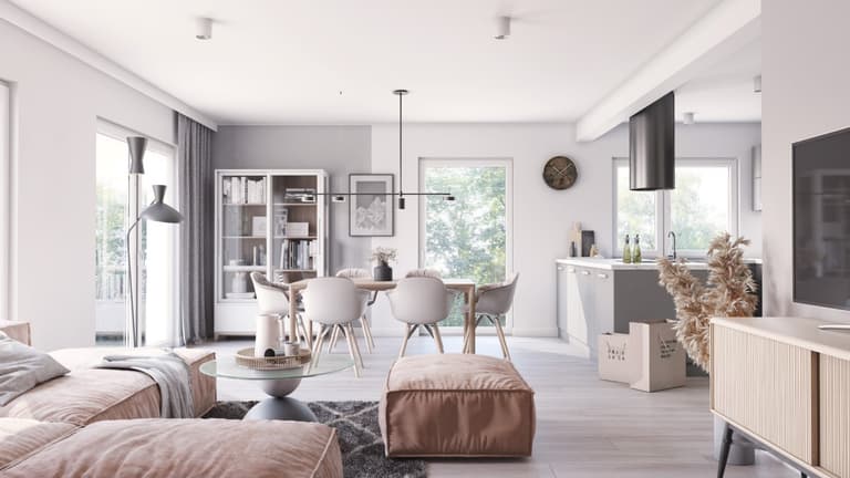 Esszimmer in Grautönen