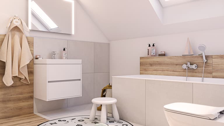 großes Waschbecken mit Unterschrank