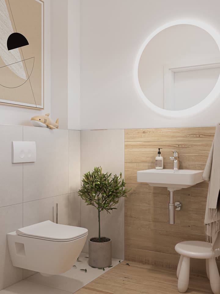 wc mit Holzakzent